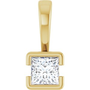 14K Yellow Gold 3.5x3.5 mm Square Charm/Pendant Mounting