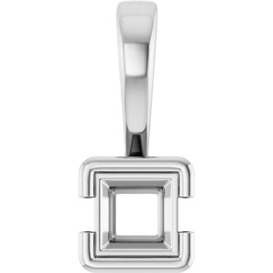 Sterling Silver 3.5x3.5 mm Square Charm/Pendant Mounting – image 2