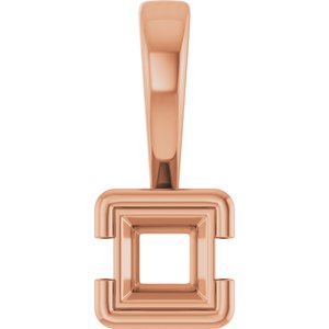 14K Rose Gold 3.5x3.5 mm Square Charm/Pendant Mounting – image 2