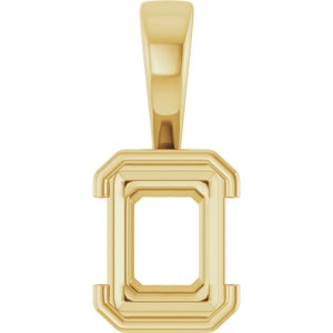 18K Yellow Gold 8.5x6.5 mm Emerald Charm/Pendant Mounting – image 2