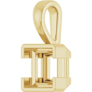 18K Yellow Gold 7x7 mm Square Charm/Pendant Mounting – image 4