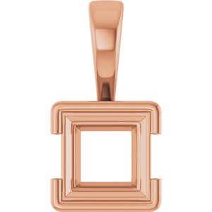 10K Rose Gold 7x7 mm Square Charm/Pendant Mounting – image 2