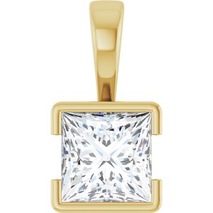 14K Yellow Gold 7x7 mm Square Charm/Pendant Mounting