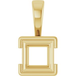 10K Yellow Gold 7x7 mm Square Charm/Pendant Mounting – image 2