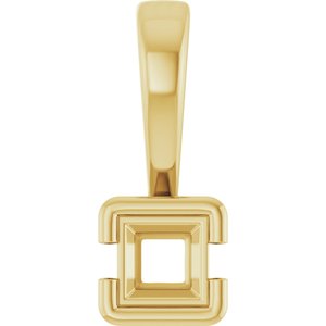 14K Yellow Gold 3x3 mm Square Charm/Pendant Mounting – image 2
