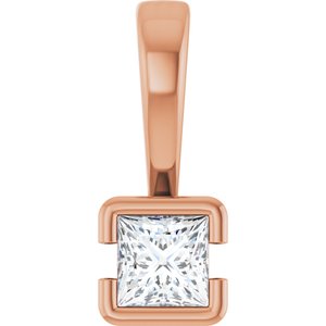 14K Rose Gold 3x3 mm Square Charm/Pendant Mounting