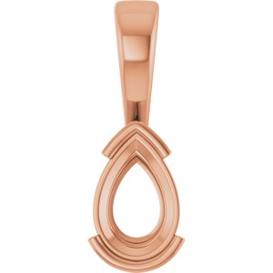 10K Rose Gold 9x6 mm Pear Charm/Pendant Mounting – image 2
