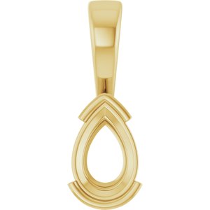 10K Yellow Gold 9x6 mm Pear Charm/Pendant Mounting – image 2