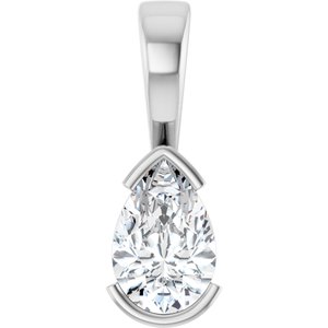 14K X1 White Gold 9x6 mm Pear Charm/Pendant Mounting