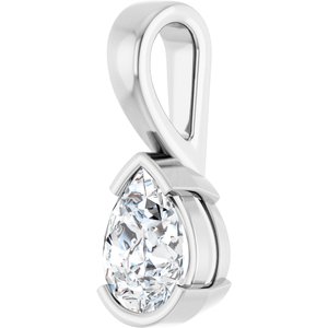 18K White Gold 8x6 mm Pear Charm/Pendant Mounting – image 3