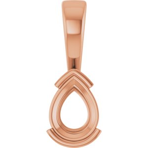 18K Rose Gold 8x6 mm Pear Charm/Pendant Mounting – image 2