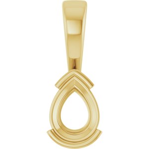 14K Yellow Gold 8x6 mm Pear Charm/Pendant Mounting – image 2