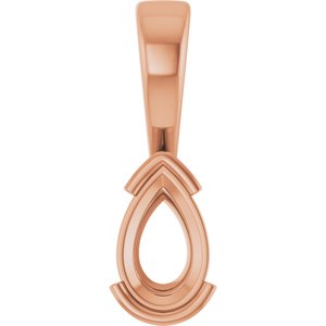 14K Rose Gold 8x5 mm Pear Charm/Pendant Mounting – image 2