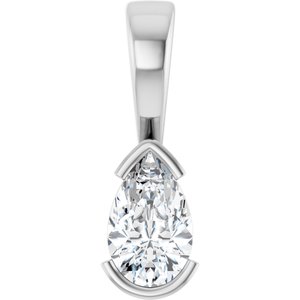 18K White Gold 8x5 mm Pear Charm/Pendant Mounting