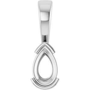 14K White Gold 8x5 mm Pear Charm/Pendant Mounting – image 2