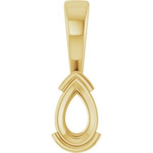 14K Yellow Gold 8x5 mm Pear Charm/Pendant Mounting – image 2