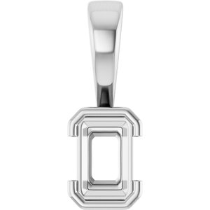 18K White Gold 6x4 mm Emerald Charm/Pendant Mounting – image 2