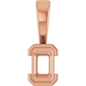 18K Rose Gold 6x4 mm Emerald Charm/Pendant Mounting – image 2