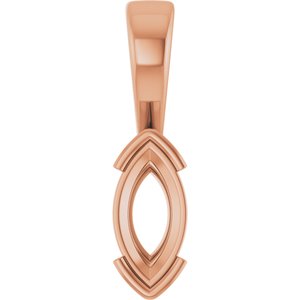 18K Rose Gold 10x5 mm Marquise Charm/Pendant Mounting – image 2