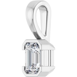 18K White Gold 6x4 mm Emerald Charm/Pendant Mounting – image 3