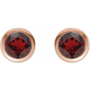 14K Rose Gold Natural Mozambique Garnet Bezel-Set Earrings