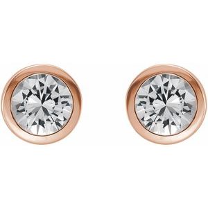 14K Rose Gold Natural White Sapphire Bezel-Set Earrings – image 2