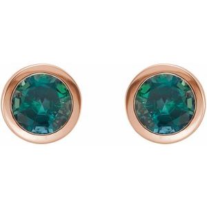 14K Rose Gold Lab-Grown Alexandrite Bezel-Set Earrings – image 2