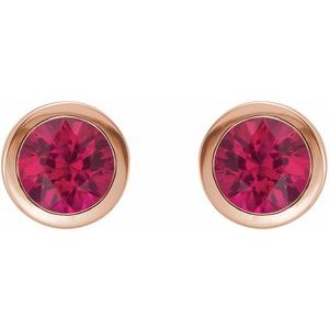 14K Rose Gold Lab-Grown Ruby Bezel-Set Earrings – image 2