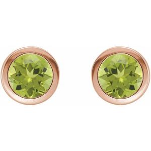 14K Rose Gold Natural Peridot Bezel-Set Earrings – image 2