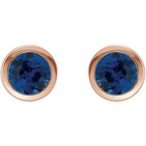 14K Rose Gold Lab-Grown Blue Sapphire Bezel-Set Earrings – image 2