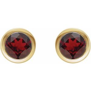 14K Yellow Gold Natural Mozambique Garnet Bezel-Set Earrings – image 2