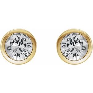 14K Yellow Gold Natural White Sapphire Bezel-Set Earrings – image 2