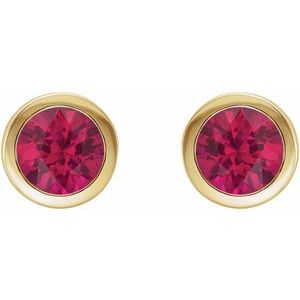 14K Yellow Gold Lab-Grown Ruby Bezel-Set Earrings – image 2