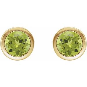 14K Yellow Gold Natural Peridot Bezel-Set Earrings