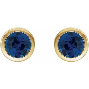 14K Yellow Gold Natural Blue Sapphire Bezel-Set Earrings – image 2