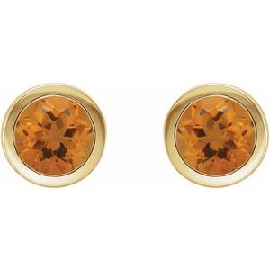14K Yellow Gold Natural Citrine Bezel-Set Earrings