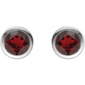14K White Gold Natural Mozambique Garnet Bezel-Set Earrings – image 2