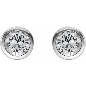 14K White Gold Natural White Sapphire Bezel-Set Earrings – image 2