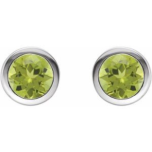 Platinum Natural Peridot Bezel-Set Earrings – image 2