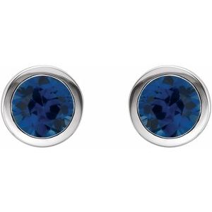 Platinum Natural Blue Sapphire Bezel-Set Earrings – image 2