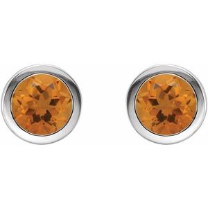 Sterling Silver Natural Citrine Bezel-Set Earrings – image 2