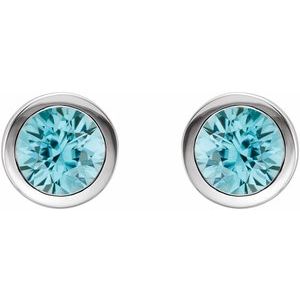 Sterling Silver Natural Blue Zircon Bezel-Set Earrings – image 2