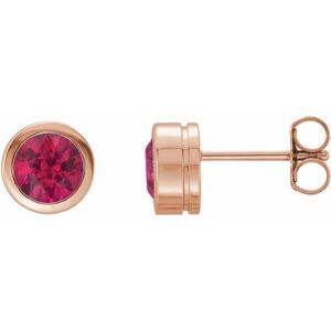 14K Rose Gold Lab-Grown Ruby Bezel-Set Earrings