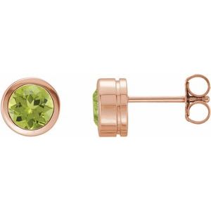 14K Rose Gold Natural Peridot Bezel-Set Earrings