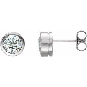 Platinum 1 CTW Natural Diamond Bezel-Set Earrings