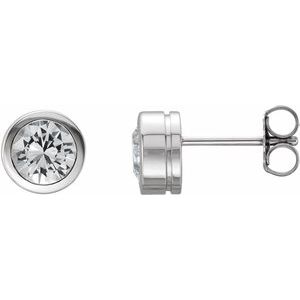 Sterling Silver Natural White Sapphire Bezel-Set Earrings