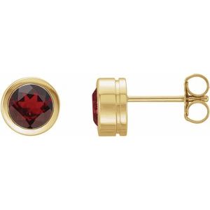 Round Bezel-Set Birthstone Stud Earrings