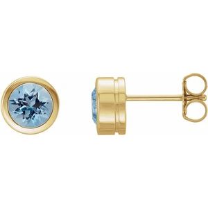 14K Yellow Gold Natural Aquamarine Bezel-Set Earrings