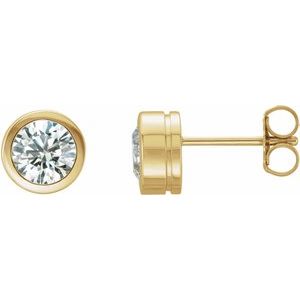 14K Yellow Gold 1 CTW Natural Diamond Bezel-Set Earrings