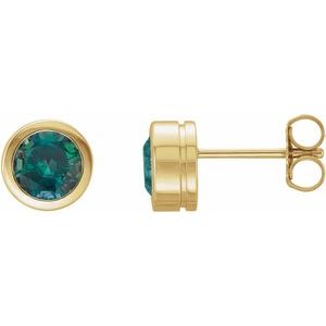 Round Bezel-Set Birthstone Stud Earrings